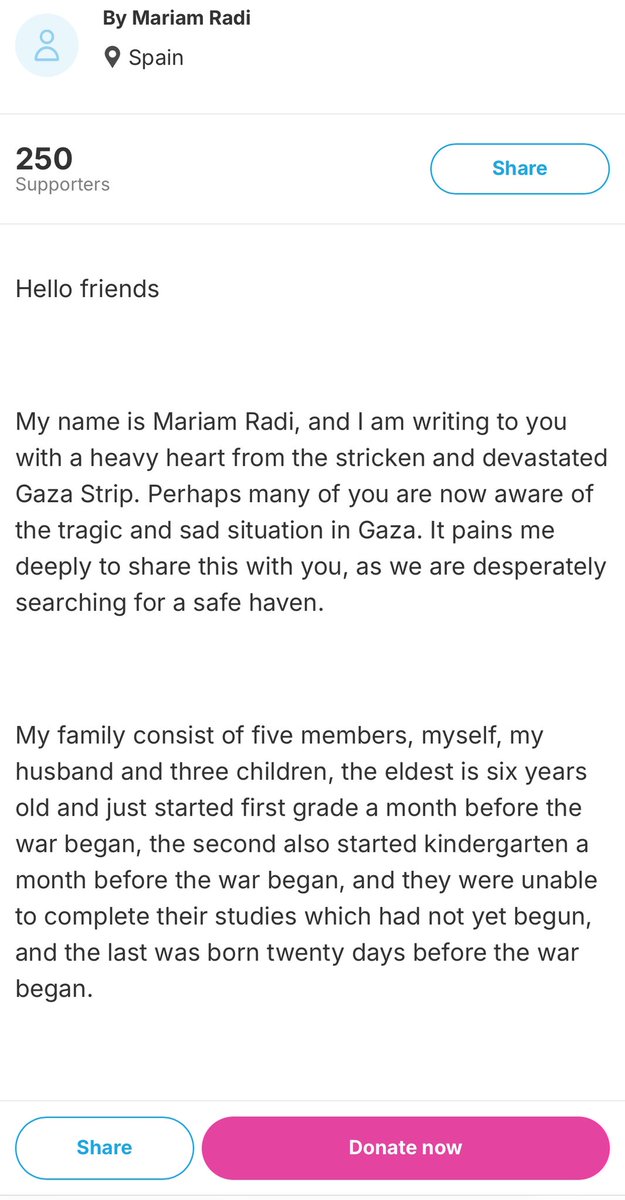 O__M_Family's tweet image. 250 donors believed in my family's right to survive the genocide we are facing, and dozens more helped spread the word.🤍
Be one of them and save my beautiful family🙏🏻
🔗chuffed.org/project/119379
🔗paypal.me/fundraisinggaza
🔗USDT Tron(TRC20)
TLiNSA4ka9dLrgtPiguHAATXck5NUP6dr9