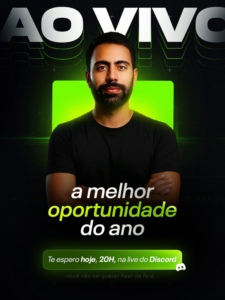 🚨 AO VIVO HOJE, 20H 🚨

Essa é sua única chance de aproveitar a maior oportunidade que apareceu nos últimos meses. 

Vou te ensinar a ganhar de R$300 a R$1000 por dia mesmo sem as ligas europeias. 

Não perca pois essa oportunidade literalmente vai acabar em breve !