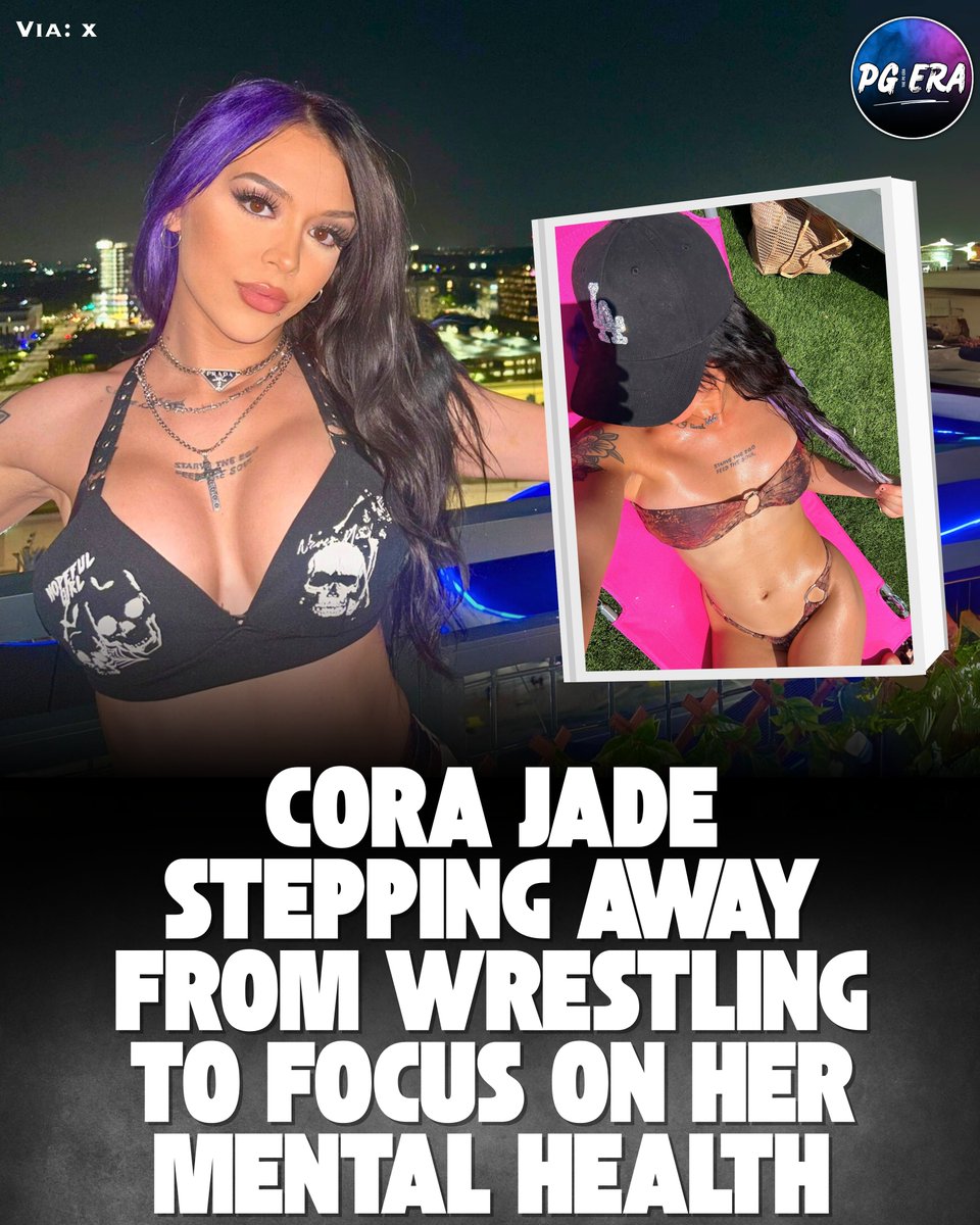 thepgeraa's tweet image. Cora Jade announced that she’s canceling all upcoming bookings and taking a break from the ring for the remainder of 2025 to prioritize her mental health, following growing frustration over online criticism.