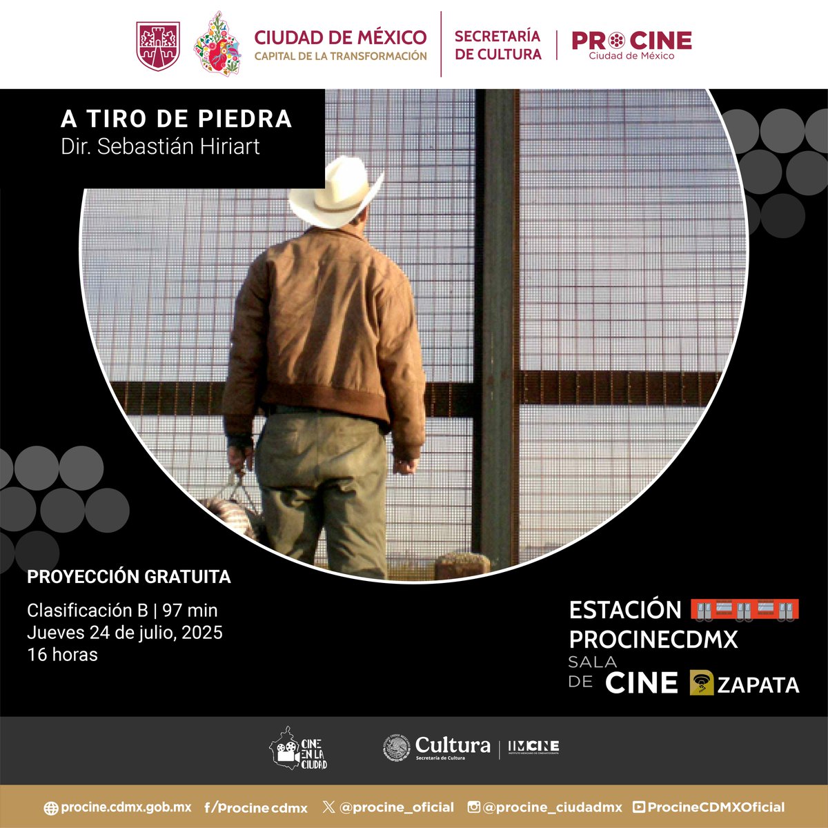 procine_oficial's tweet image. 🟣 24 de julio | 16 h
📽️ Cartelera #EstaciónPROCINE
🎬 A TIRO DE PIEDRA (2010)
Dir. Sebastián Hiriart
Un pastor del norte de México encuentra un llavero y parte a un viaje tan improbable como revelador.
📍 Metro Zapata
🎟️ Entrada libre
🔗 cineenlaciudad.cdmx.gob.mx