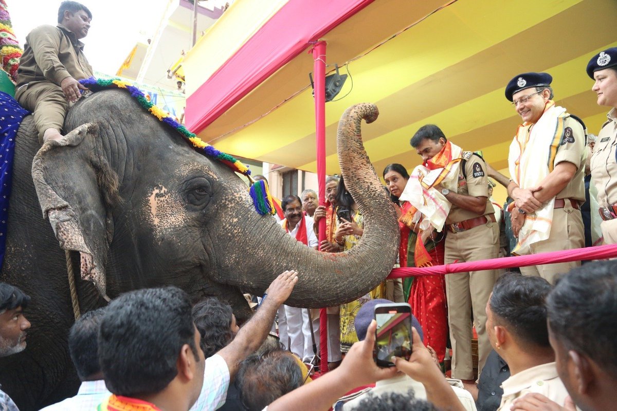CPHydCity's tweet image. The month-long Bonalu festivities came to a peaceful and vibrant conclusion today. Today City Police Commissioner Mr. CV Anand along with his family members, visited the historic Sri Akkanna Madanna temple and flagged off the ghatam procession, led by an elephant, that traversed…
