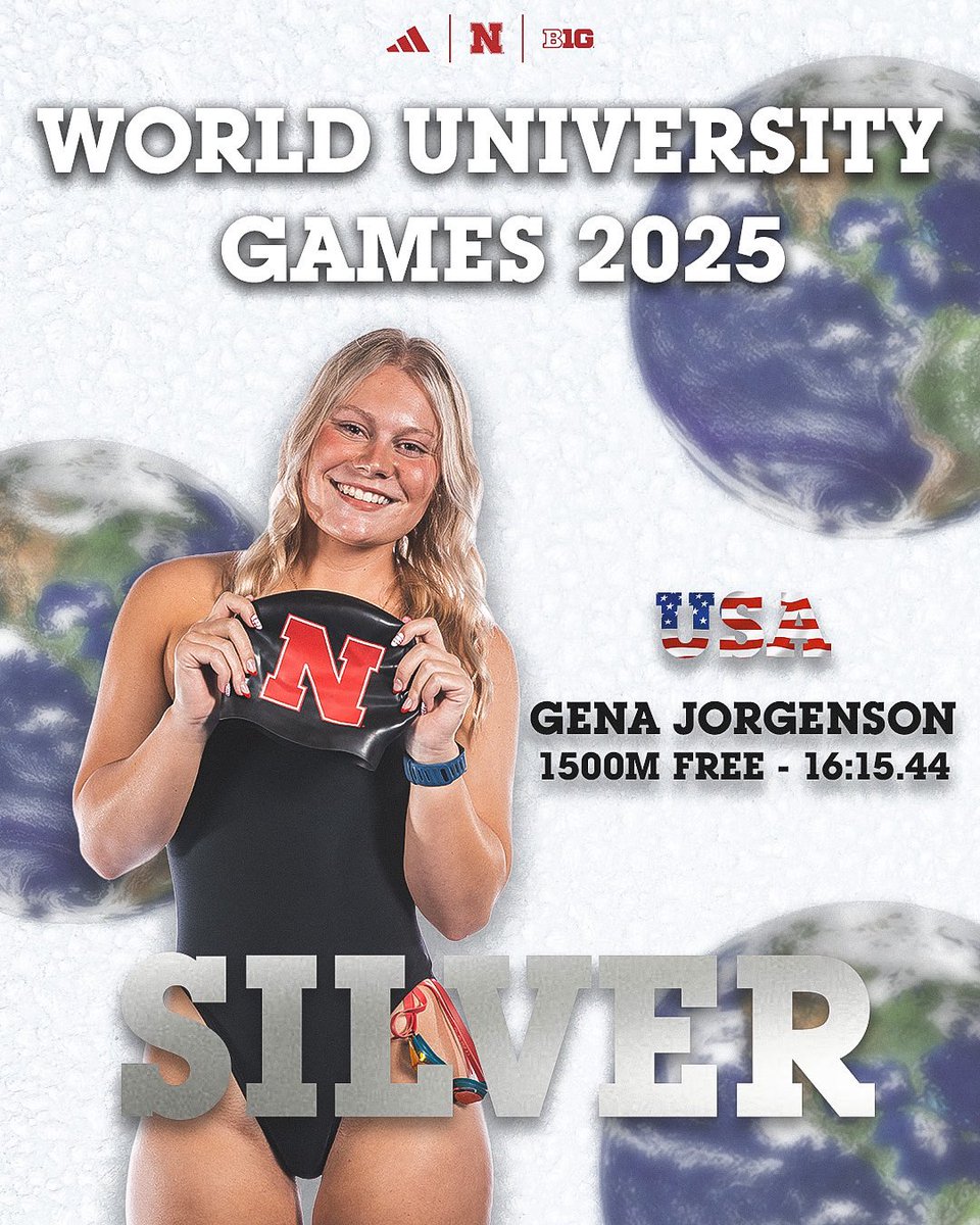 HuskerSwimNDive's tweet image. JORGENSON TAKES SECOND! 🥈
Gena becomes the second Husker on the podium in this afternoons session with a massive swim in the 1500m free, congratulations Gena! 🤩
#GBR