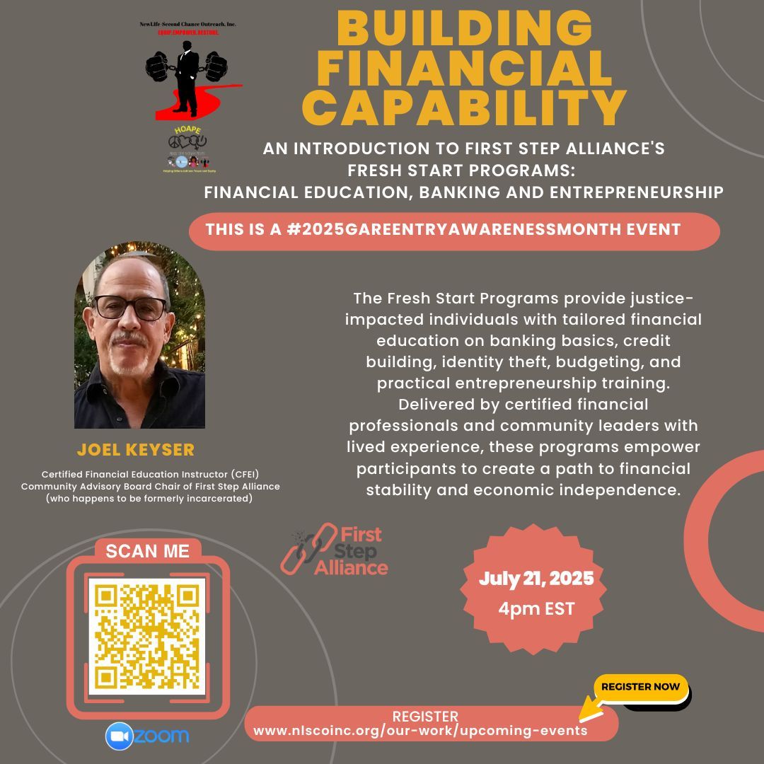 Today at 4pm EST on Zoom Join us and First Step Alliance for an overview of their Fresh Start Programs. Register at nlscoinc.org/our-work/upcom…