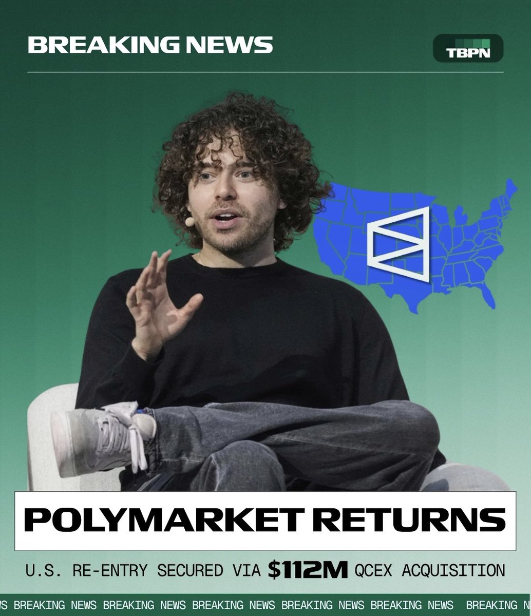 🚨 BREAKING: Polymarket acquisisce QCEX per 112 milioni di dollari e si prepara a lanciare negli Stati Uniti