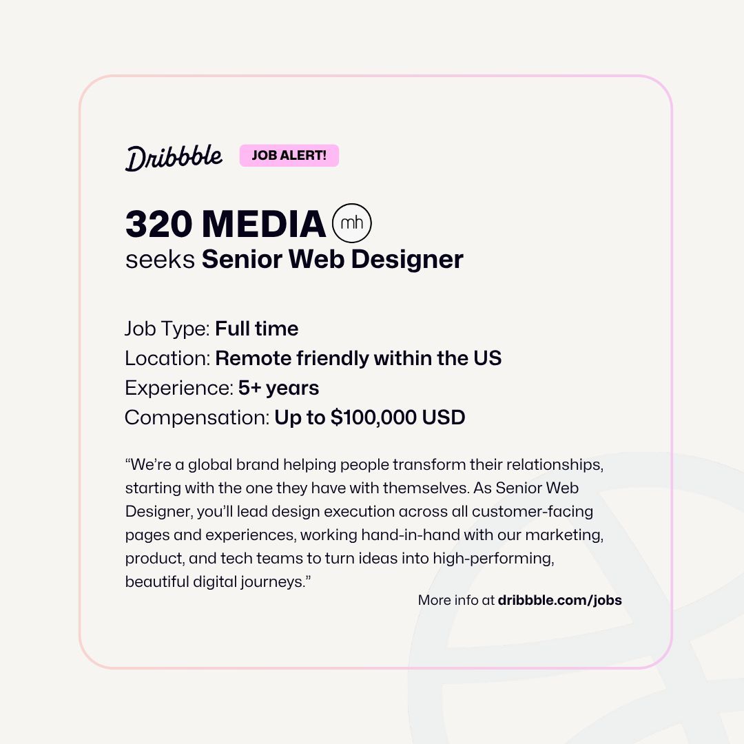 dribbble's tweet image. Heads up! Job opening for web designers at 320 Media. Head to Dribbble for the full details! 👔 buff.ly/ouVQgql