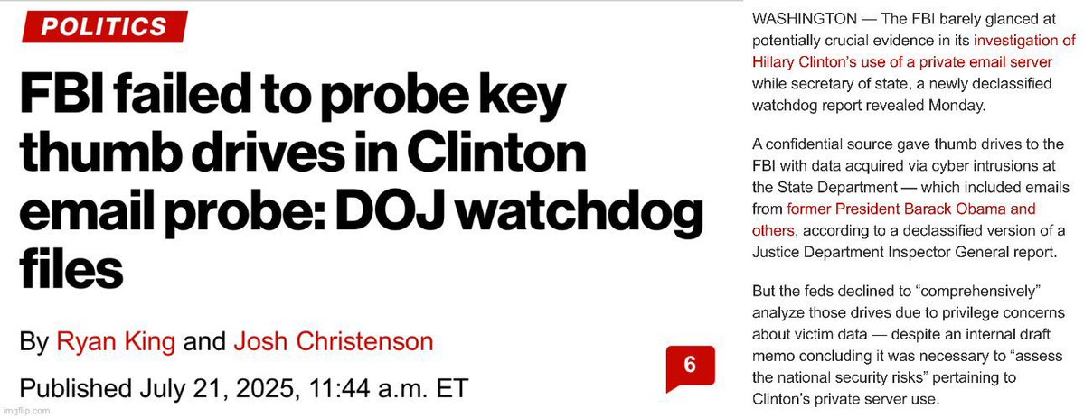 JohnStrandUSA's tweet image. The FBI ignored key thumb drives in the Hillary probe—because they had emails from Obama.
This wasn’t just about covering for Clinton.
It was a coordinated intel coverup to protect Obama…while framing Trump to subvert the 2016 election.
They must be held accountable.