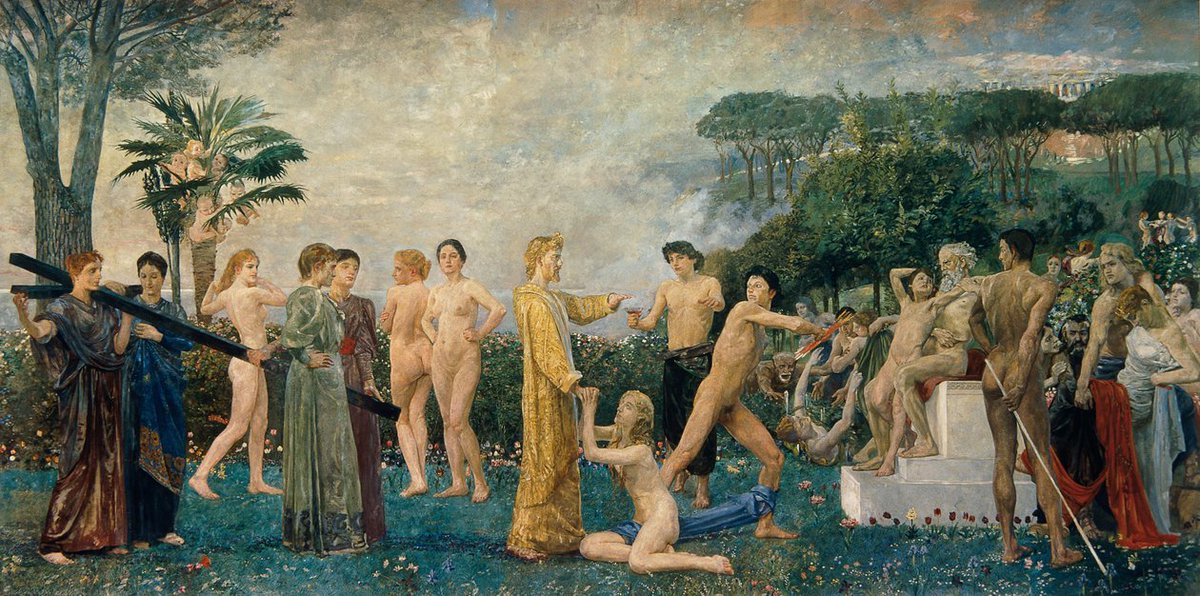Gnosisinformant's tweet image. I can't believe Max Klinger painted "Christ in Olympus".
This is blasphemous to the gods.
(It does look pretty sick though)