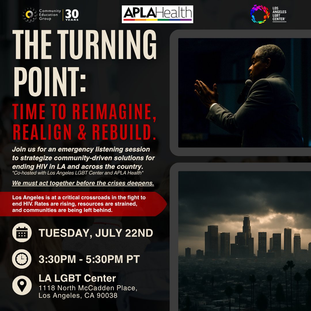 CEG's Executive Director A. Toni Young will be visiting multiple different states in the coming weeks to strategize community-driven solutions for ending HIV across the country. If you're in the Los Angeles area, please come and participate in the conversation!