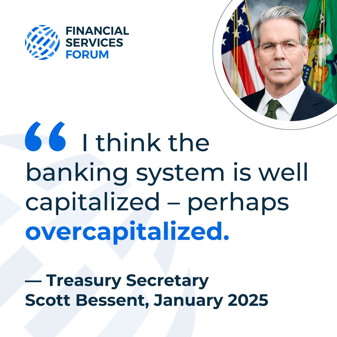 FSForum's tweet image. To put America first, we can’t let the largest U.S. banks fall behind. Stringent capital requirements are putting America’s largest financial institutions and their customers at a global disadvantage.