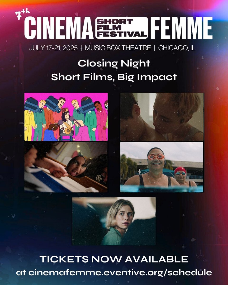 chifilmfest's tweet image. Don't miss Closing Night of the Cinema Femme Short Film Festival tonight at the @musicboxtheatre🍿
See the details & get tickets: cinemafemme.eventive.org/schedule