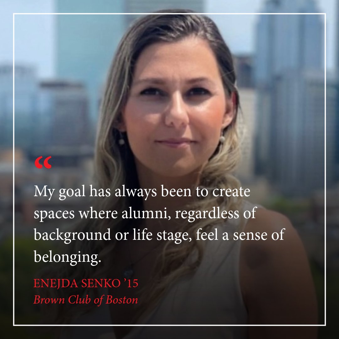 brown_alumni's tweet image. Networking nights. Career panels. Social gatherings. These are just a few examples of events that Enejda Senko ’15 has organized during her tenure as president of the Brown Club of Boston.
Want to volunteer for a #BrownAlumni club?
+ Get involved now: bit.ly/4nUG8O1