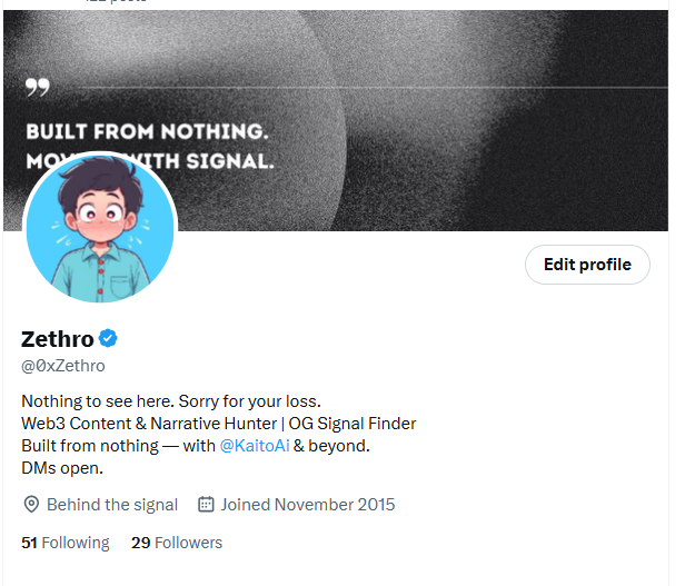 RushXAwais's tweet photo. finally got the ✅ from 0 followers to verified. no giveaways. no threads. just pure signal. Web3 content will never be the same. stay tuned. #BuiltFromNothing https://t.co/h4bkc9LBrs