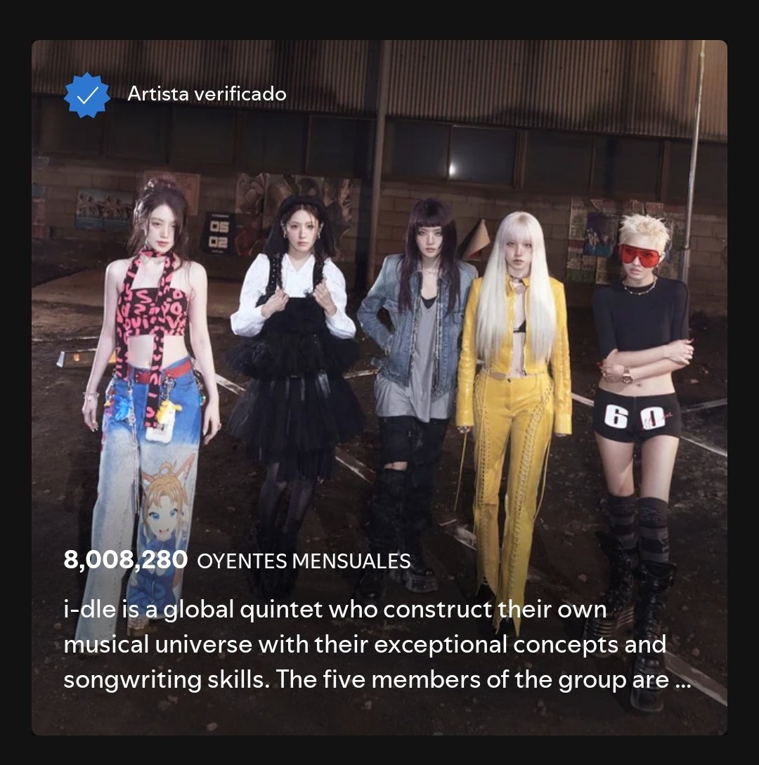 niyonnie's tweet image. i-dle has surpassed 8M (8,008,280) monthly listeners on Spotify. π
#idle #μμ΄λ€ @official_i_dle