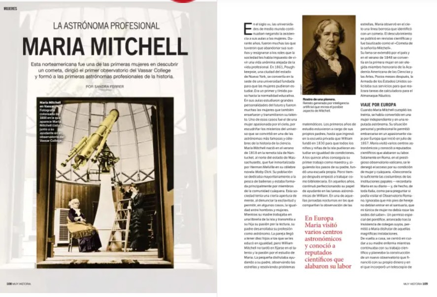 SandraFerrerV's tweet image. La historia de Maria Mitchell siempre me ha apasionado. La he rescatado para el número de julio de la revista #MuyHistoria