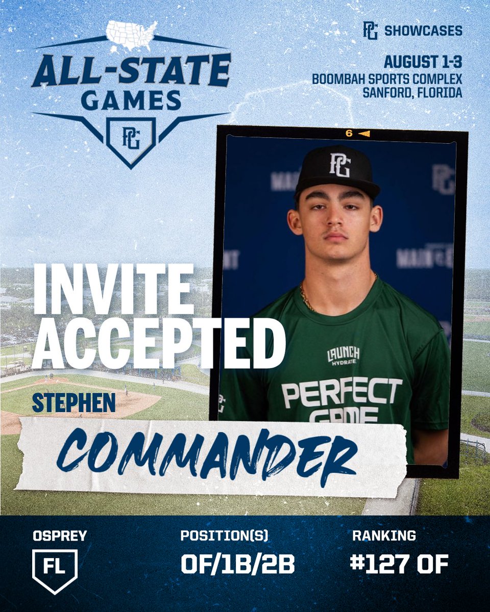 🚨INVITE ACCEPTED🚨
Stephen Commander (FL) has accepted his invitation to head to the 2025 PG Florida All-State Games in Sanford, FL! 🔥

<a href="/PGShowcases/">PG Showcases</a> <a href="/PerfectGameUSA/">Perfect Game USA</a>