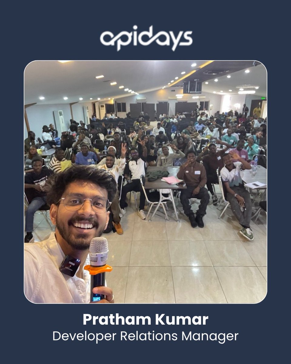 apilayer's tweet image. Our Developer Relations Manager, Pratham, just spoke at @apidaysglobal Lagos! 🙌
Proud to be part of the API conversation.
Were you there? Drop a 👋 if you caught the session.