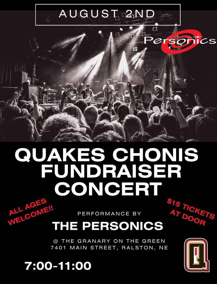NEQuakesChonis's tweet image. We are a little over a week away from our Fundraiser Concert!! It’s going to be such a fun time, come enjoy some drinks and live music and support our girls! Excited to see yall there, if you want to pre-purchase tickets comment below or send us a message :)