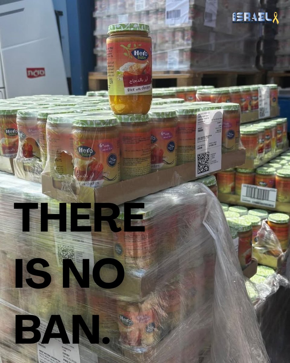IsraelinUSA's tweet image. Setting the record straight‼️
There is no restriction or ban on the entry of baby food or baby formula into Gaza.
Recently, more than 2,000 tons of baby food and infant formula have been facilitated, including specialized formula for infants with specific needs.
@cogatonline…