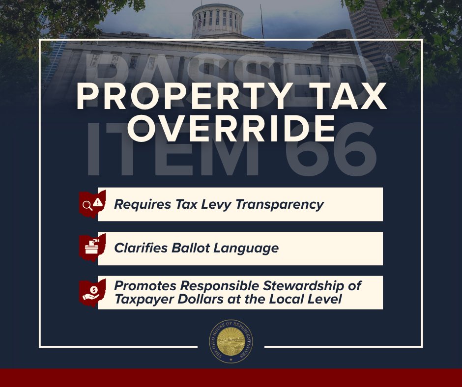OHRGOPCaucus's tweet image. Today marks a step forward to spur landmark property tax reform in Ohio. The Ohio House is committed to putting Ohio taxpayers first!