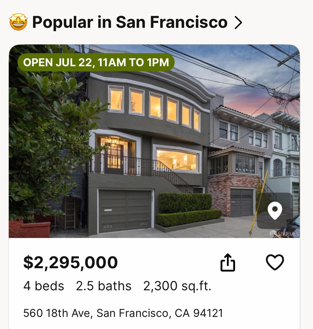 rohindhar's tweet image. Probably the most “in demand” home in San Francisco right now
Is the 2000 sqft+ Edwardian style home in the central or inner Richmond District
This one is the number one most viewed house on Redfin right now and I shudder how much over asking price it goes for 😅