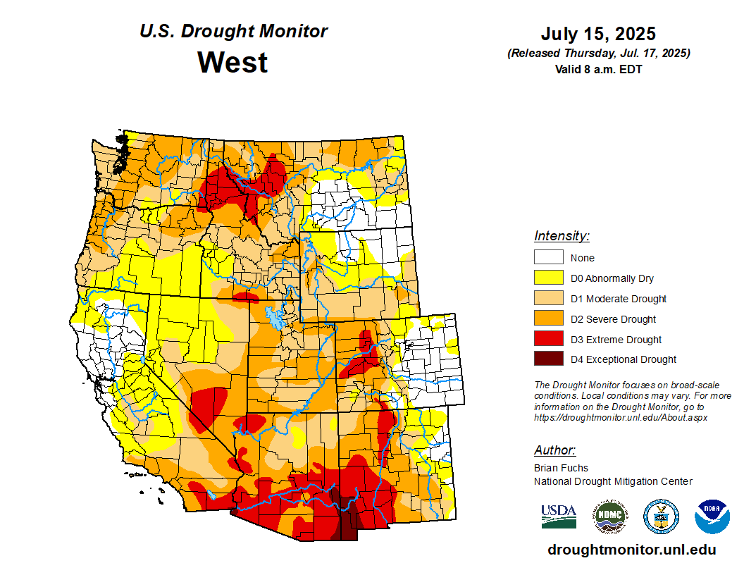 US_Stormwatch's tweet image. A staggering 88% of the American West is experiencing abnormally dry or worse drought conditions.
The only major cities dodging drought right now? San Francisco, San Jose, Sacramento, and Denver.