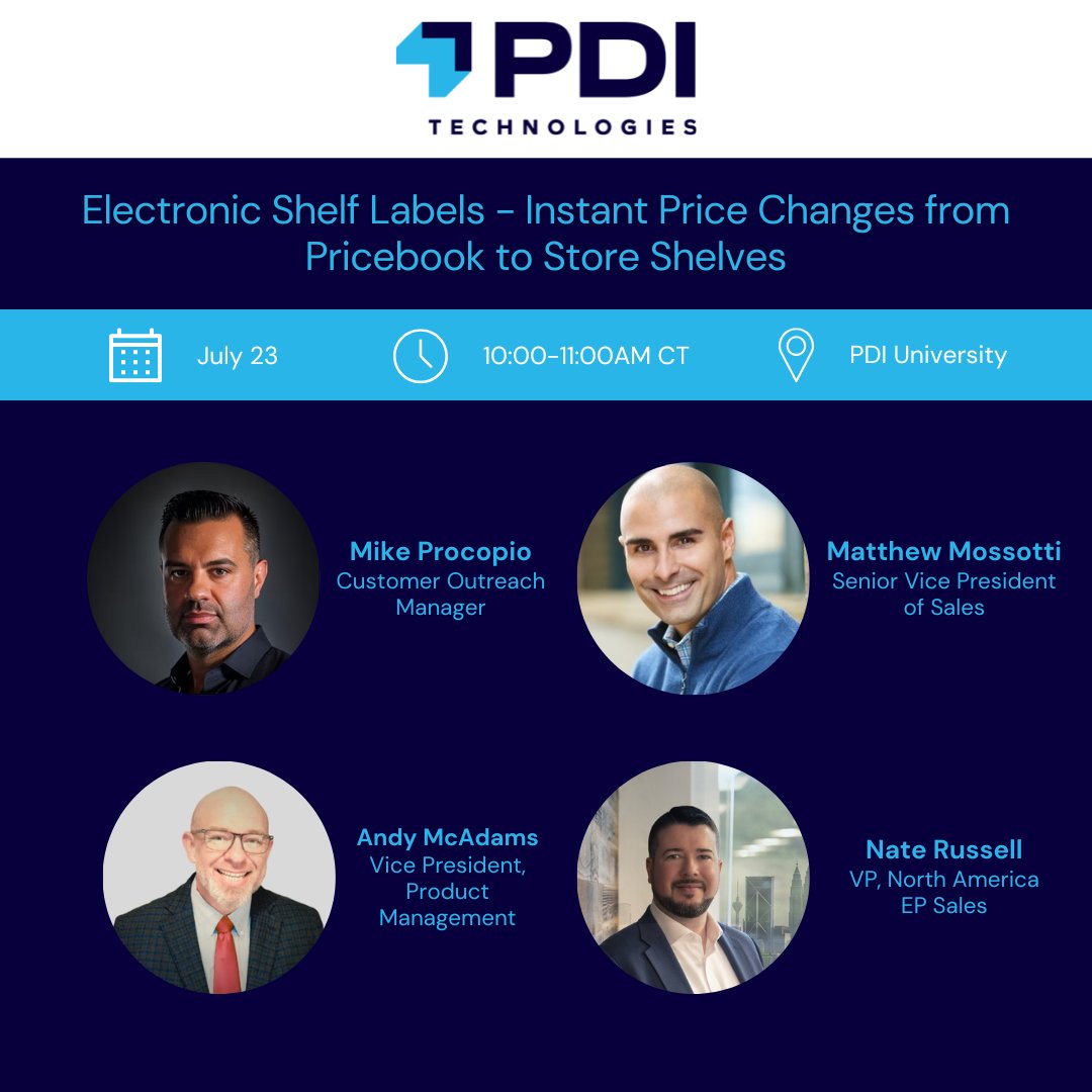 It’s not too late to join us this Wednesday! Say goodbye to paper shelf labels, manual price changes &amp; mismatched pricing. We’ll show how PDI is helping large convenience retailers eliminate costly labor, reduce errors, and streamline item-level pricing. bit.ly/3IxqHLA
