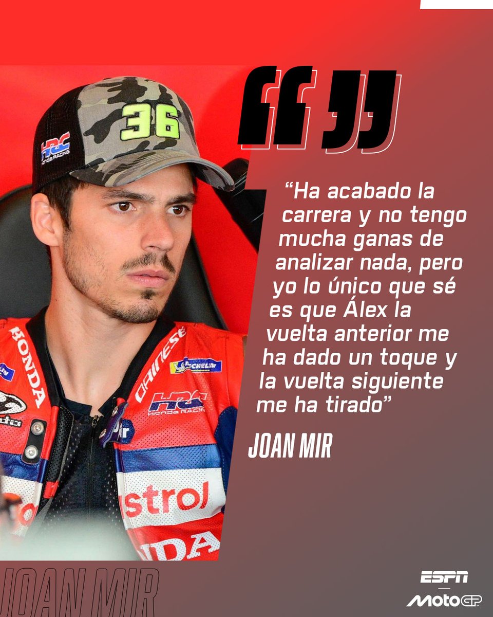 MotoGP_ESPN's tweet image. Joan Mir se refirió al accidente que tuvo con Álex Márquez. 👀