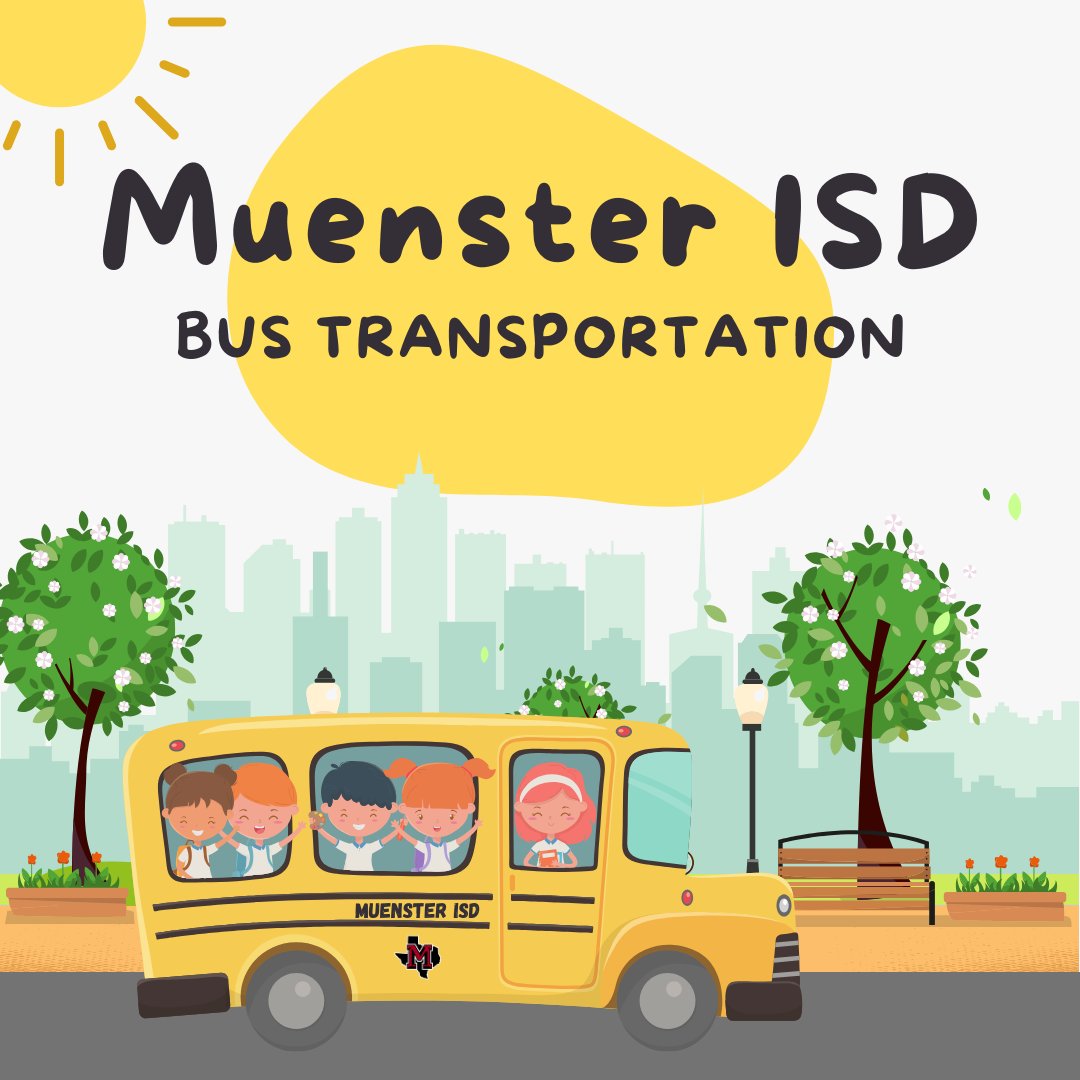 To secure a seat on a Muenster ISD bus route for your child for the 2025-2026 school year, please don't forget to fill out a bus rider transportation form at muensterisd.net/departments/tr… before school starts on August 13th. This form must be completed each school year.