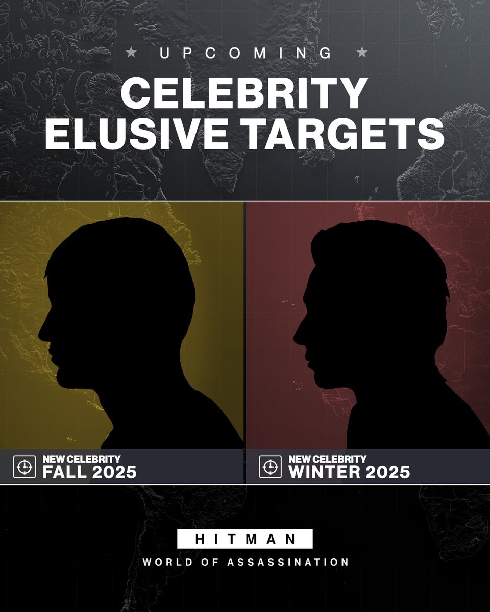 Two new Celebrity Elusive Targets are headed your way before the end of the year.

Who do you hope is part of Agent 47’s next mission?

#HITMAN #Agent47