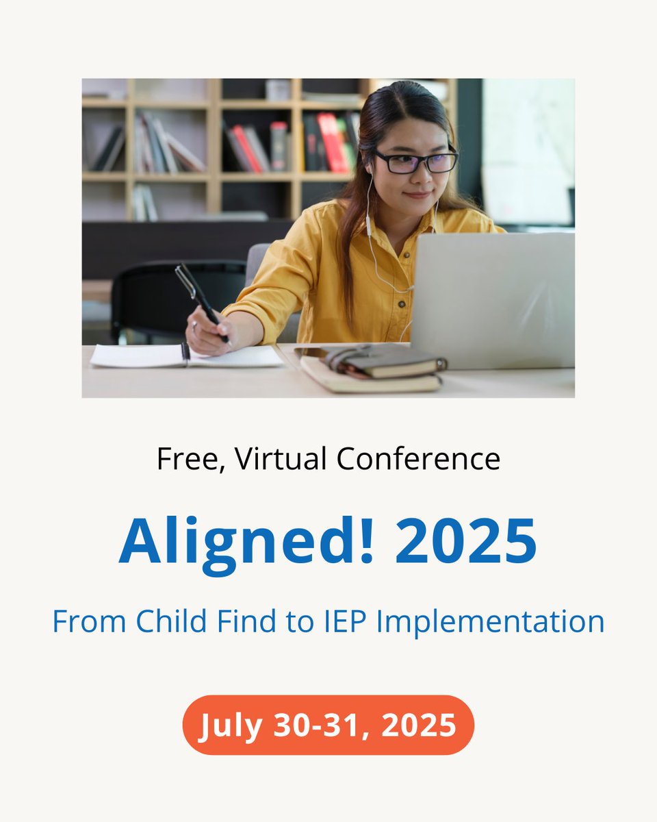 TXSPEDSupport's tweet image. Aligned! 2025: From Child Find to IEP Implementation is a free virtual conference that offers expert-led sessions on child find, evaluation, ARD supports, transition, and ECSE. Join education professionals NEXT WEEK on July 30-31, 2025. Register now at spedsupport.tea.texas.gov/learning-libra…