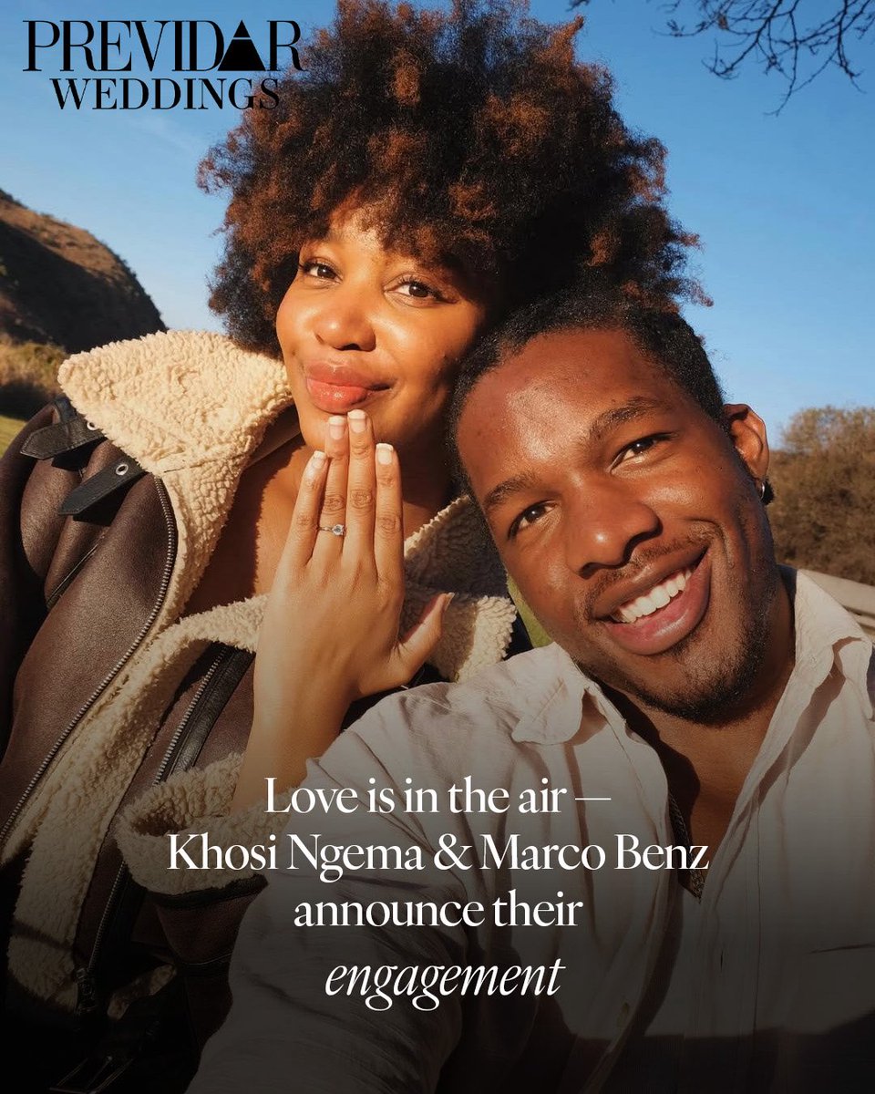 Previdar's tweet image. Congratulations are in order for @Khosi_Ngema_ and @Marcobenz7 are engaged and love has never looked this radiant. ✨

Wishing the gorgeous couple a lifetime of joy, growth, and golden-hour love. 🥂💐

#PrevidarWeddings