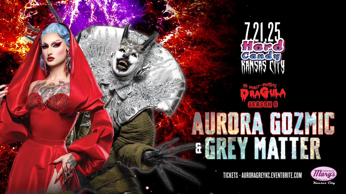 HardCandyKY's tweet image. Kansas City! Tonight - catch Aurora Gozmic & @GreymatterFx at Hamburger Mary’s! W/ @cyndollx @ItsJaharia and more! Tix: auroragreykc.eventbrite.com