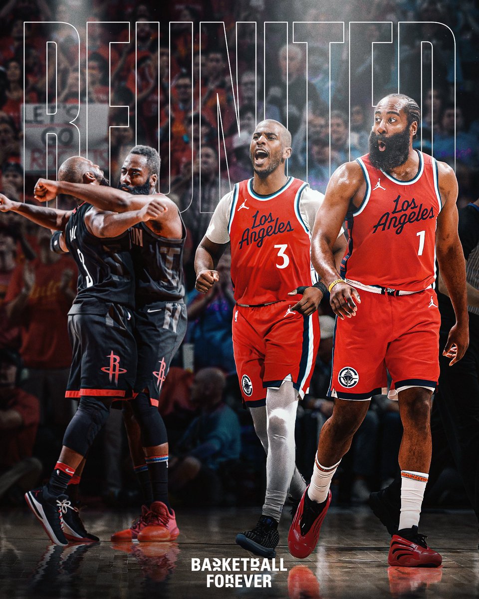 bballforever_'s tweet image. Chris Paul and James Harden made two playoff runs together with the Rockets, including a Western Conference Finals appearance, and now they’re reunited in Los Angeles to pursue a championship🤝🏆