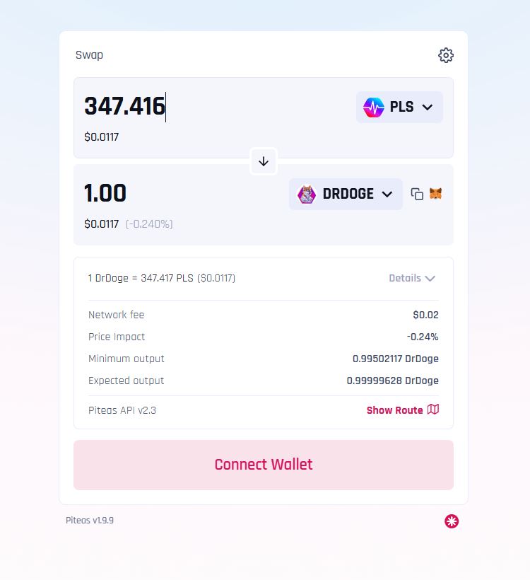 DrDoge_PLS's tweet image. DrDoge is now on @piteasio! ❤️
Simply search DRDOGE and start swapping.
They’re awesome, always supporting PulseChain from the begining! 🚀
app.piteas.io
#PulseChain