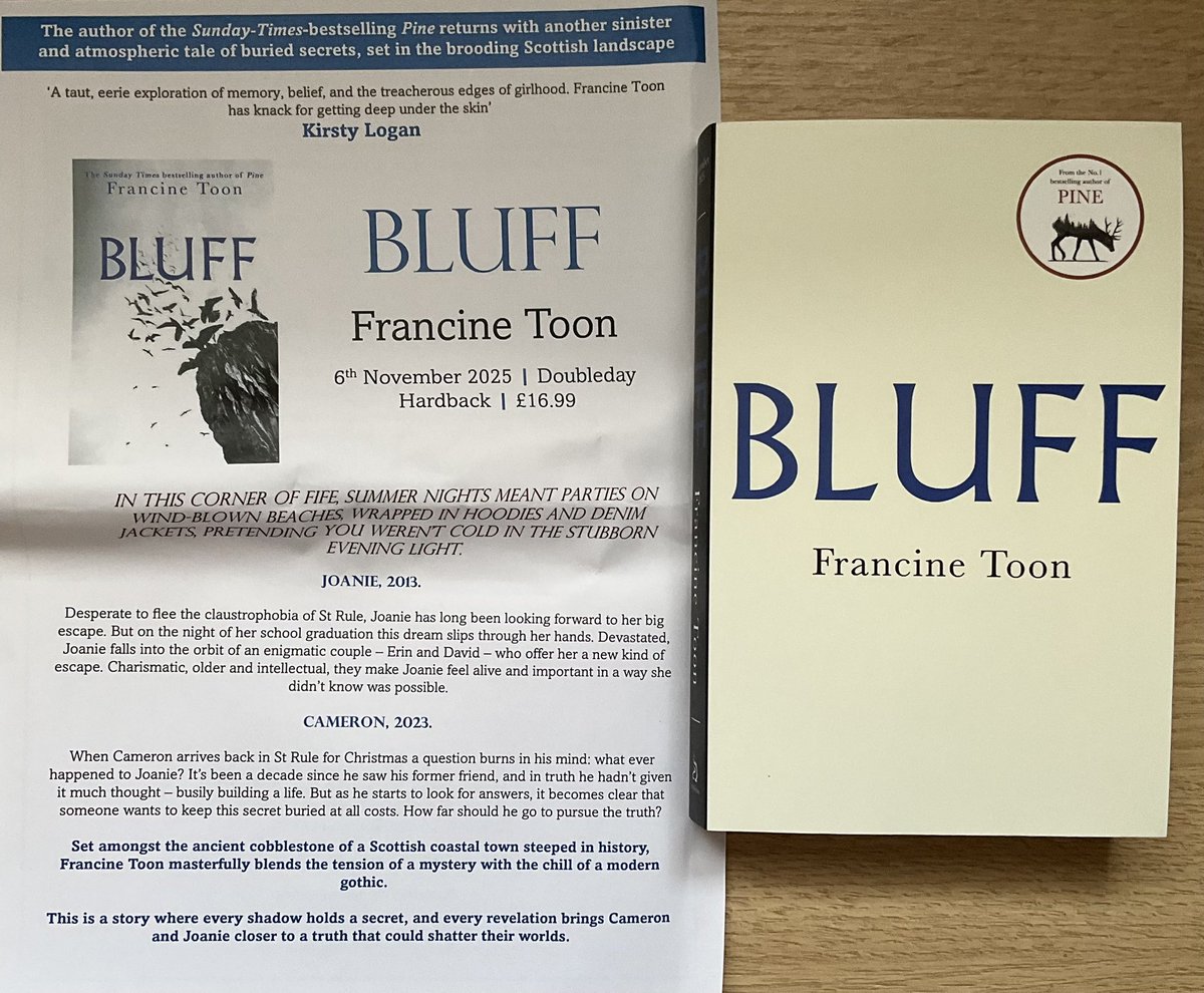 Lindahill50Hill's tweet image. Not sure if I owe thanks to @alisonbarrow or Nina Lewis fir this fabulous sounding #Bluff by Francine Toon coming from @penguinrandom @DoubledayUK 6th November, but thank you!
penguin.co.uk/books/442573/b…