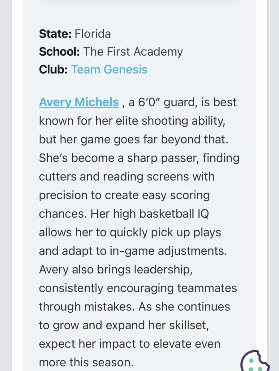 Avery.Michels15 (@avery_michels15) on Twitter photo Thank you Prep Girls Hoops Florida for all the support. Such a huge help to all of us on our journey.
<a href="/EmilyMichels15/">Emily Michels</a> <a href="/sydshelt/">Sydney Shelton</a> <a href="/jmic1081/">Jeff Michels</a> <a href="/amicker23/">Addie Micir</a> <a href="/PGHFlorida/">Prep Girls Hoops Florida</a> <a href="/coachDTuck/">Daryle Tucker, M.S., M.Ed.</a> <a href="/sierra_gonyo/">Sierra (Gonyo) Harjo</a> <a href="/CoachKimLusk/">Kim Lusk</a> <a href="/CoachTKelly21/">Tianni Kelly</a> <a href="/CoachMcCabe03/">Chandler McCabe</a> <a href="/DREW_LYNESS/">Drew Lyness</a> <a href="/thinmanx11/">COACH ICE/Bellevue University/RETRO HOOPS</a> <a href="/tfaladyhoops/">🦁 TFA Lady Royals Girls Basketball</a> Thank you Prep Girls Hoops Florida for all the support. Such a huge help to all of us on our journey.
<a href="/EmilyMichels15/">Emily Michels</a> <a href="/sydshelt/">Sydney Shelton</a> <a href="/jmic1081/">Jeff Michels</a> <a href="/amicker23/">Addie Micir</a> <a href="/PGHFlorida/">Prep Girls Hoops Florida</a> <a href="/coachDTuck/">Daryle Tucker, M.S., M.Ed.</a> <a href="/sierra_gonyo/">Sierra (Gonyo) Harjo</a> <a href="/CoachKimLusk/">Kim Lusk</a> <a href="/CoachTKelly21/">Tianni Kelly</a> <a href="/CoachMcCabe03/">Chandler McCabe</a> <a href="/DREW_LYNESS/">Drew Lyness</a> <a href="/thinmanx11/">COACH ICE/Bellevue University/RETRO HOOPS</a> <a href="/tfaladyhoops/">🦁 TFA Lady Royals Girls Basketball</a>