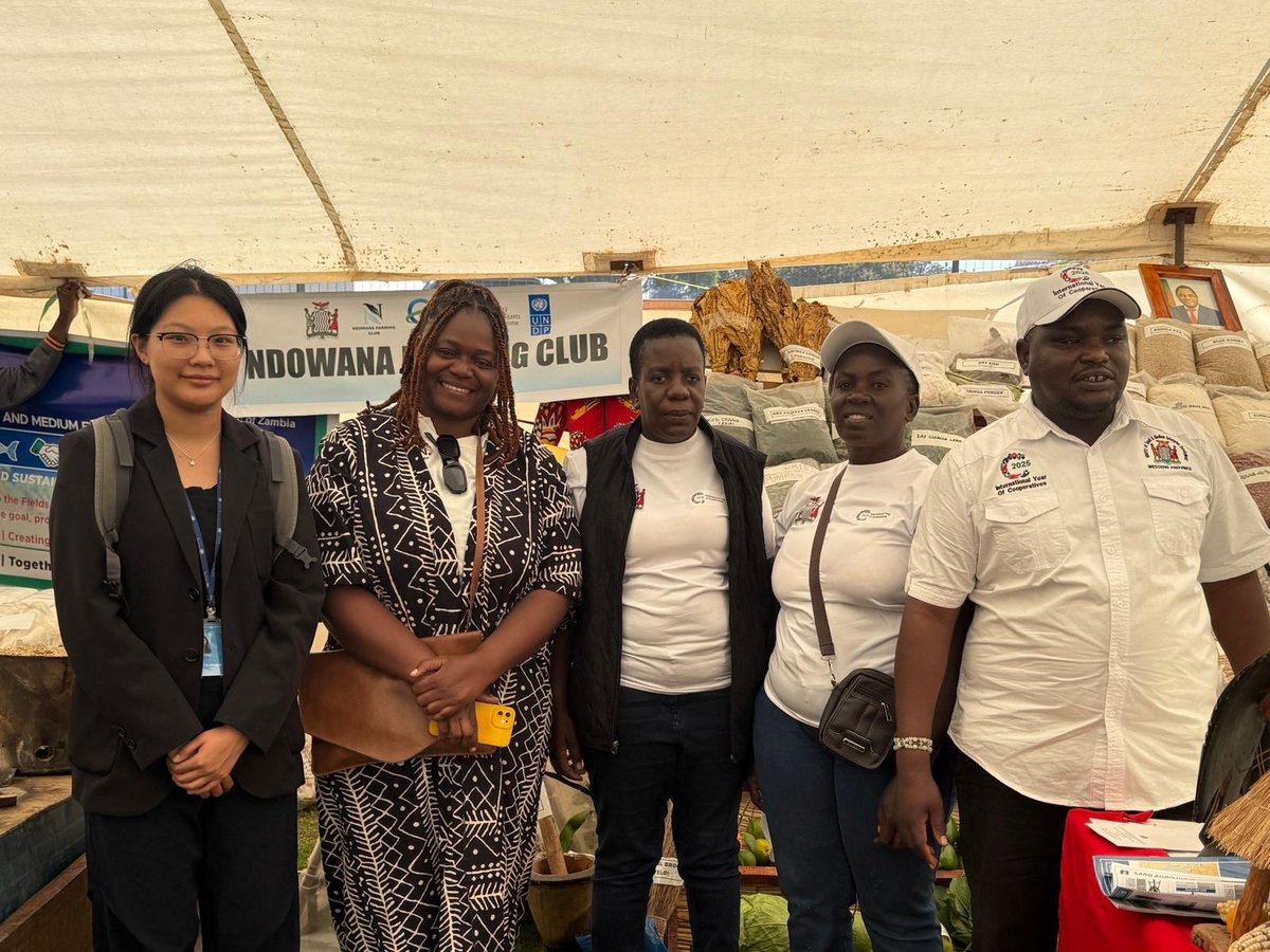 UNDPZambia's tweet image. 🌟 Ndowana Farming Club stole the spotlight at International Cooperative Day 2025 in Lusaka!
Invited by the Ministry of Small & Medium Enterprises Development, they wowed crowds with duvets, pillows & clothes made from recycled chicken feathers 🪶🛏️👕.