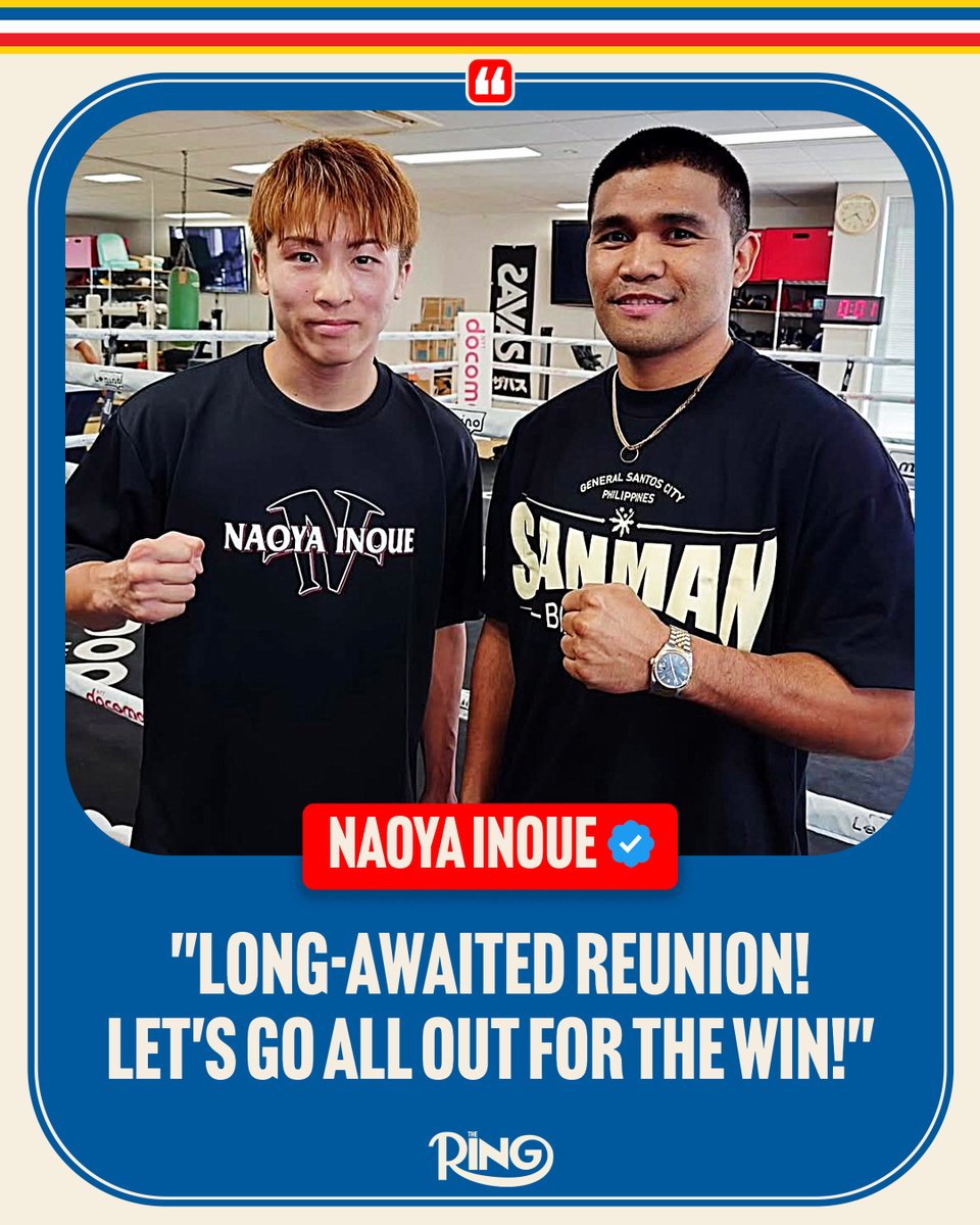 ringmagazine's tweet image. Naoya Inoue reuniting with former opponent Marlon Tapales ahead of his upcoming fight against Murodjon Akhmadaliev 🤝
'The Monster' handed 'Nightmare' a 10th-round knockout loss in 2023.