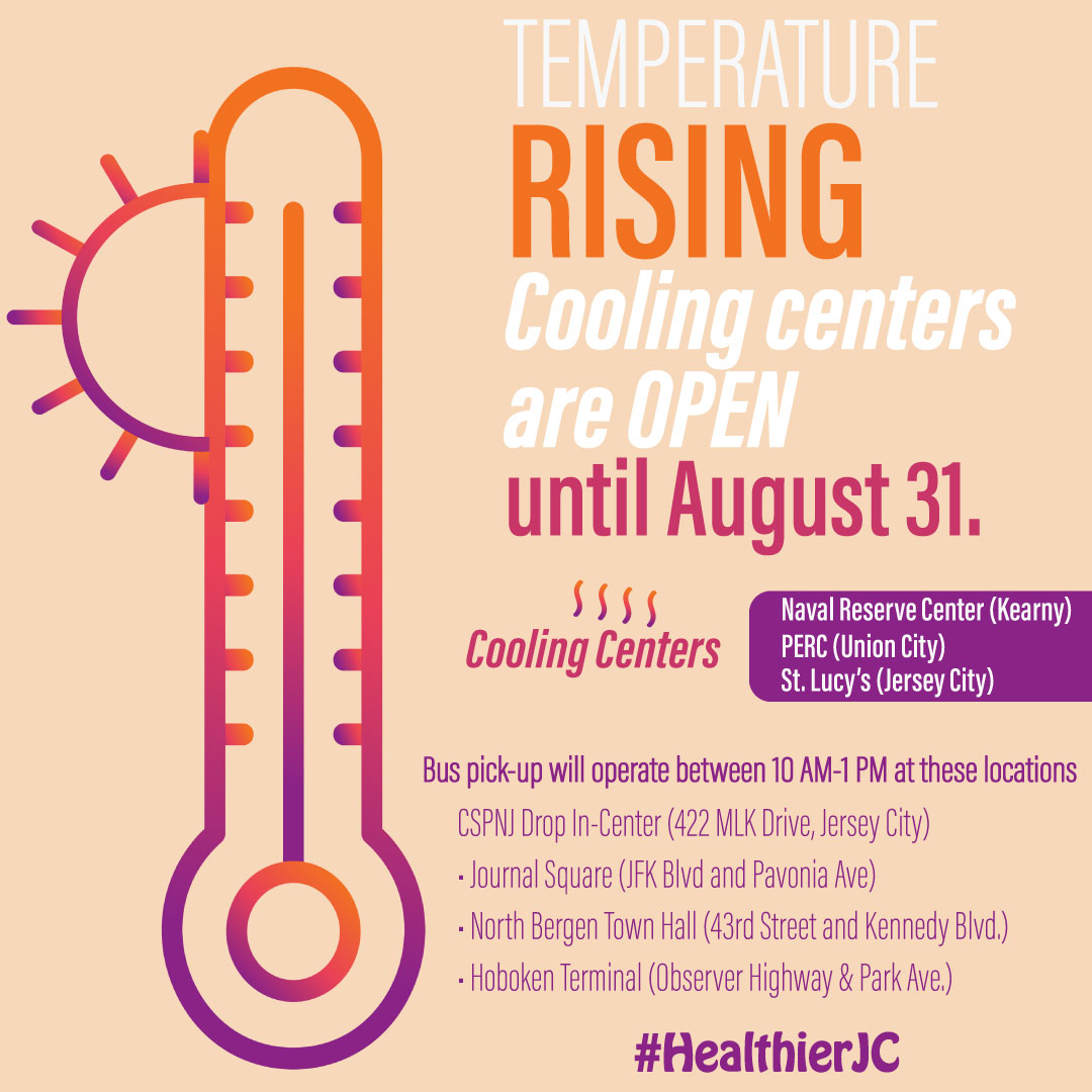 HealthierJC's tweet image. 🥵 Feeling the heat? Cooling Centers are OPEN through August 31!
🧊 Stay cool, stay safe:
✔ Hydrate
✔ Check on neighbors
✔ Visit a Cooling Center (locations + free bus info below)
#HealthierJC #HeatSafety @jerseycity