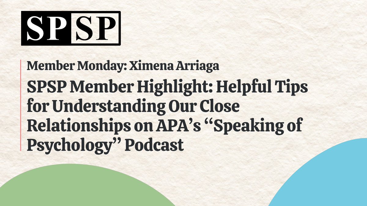 SPSPnews's tweet image. It's SPSP #MemberMonday! Discover helpful insights for understanding your close relationships in a recent episode of the @APA Speaking of Psychology podcast, featuring SPSP member and Heritage Wall honoree Ximena Arriaga!
🎧Listen here: ow.ly/y2gQ50WsG1o