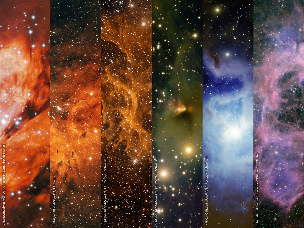 NOIRLabAstro's tweet image. The Universe is full of color! ✨ Here’s some of our favorite colorful nebulae– space clouds made of gas and dust. Which one is your favorite?