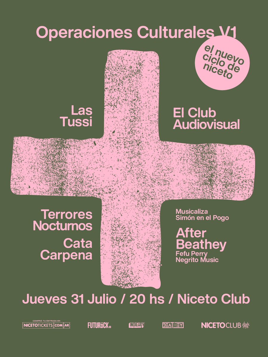 🔥 NUEVO CICLO EN CASA 🔥

Operaciones Culturales V1:
<a href="/LasTussi/">Las tussi</a> + <a href="/ElClubAV/">el club audiovisual</a> + <a href="/ktacarpena/">cata carpena</a> + Terrores Nocturnos

🎟️ 31 de julio - 20:00hs
passline.com/sitio-evento/o…