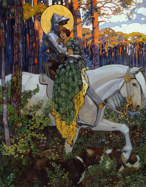 solas_na_greine's tweet image. Legend of St George- Rescue of the Libyan Princess c.1903 by Maximilian Liebenwein