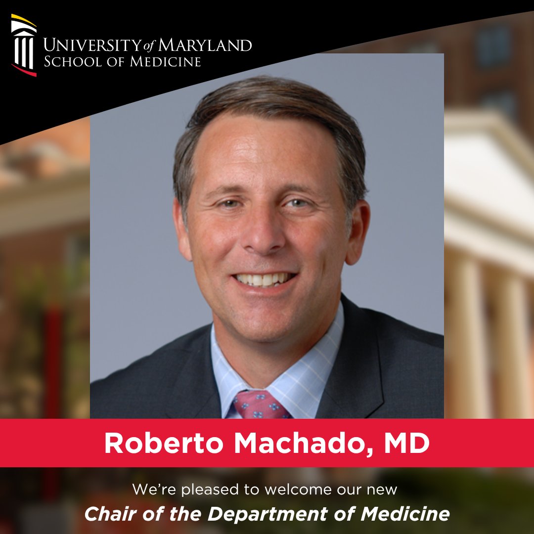 UMmedschool's tweet image. We’re thrilled to welcome Dr. Roberto Machado as Chair of the Department of Medicine! 👏🎉
A renowned pulmonologist and physician-scientist, his leadership marks an exciting new chapter in clinical care, research & education.
🔗shorturl.at/Wbndp
#Maryland #HealthCare