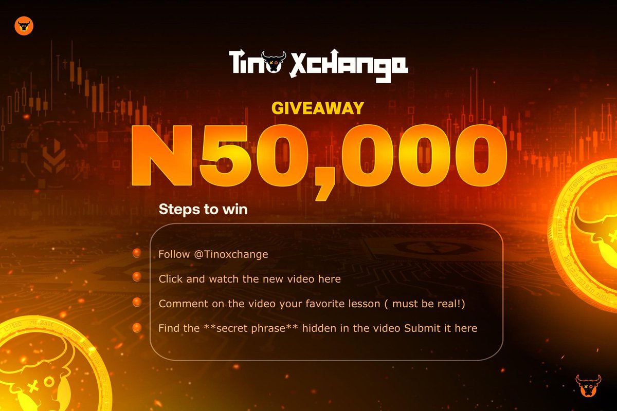 danieI_main's tweet image. 🚨 NEW VIDEO + ₦50,000 GIVEAWAY! 🎉
My friends at @Tinoxchange are giving ₦5,000 each to 10 lucky winners — here’s how to enter:
✅ Steps to Win:
1️⃣ Follow @Tinoxchange
2️⃣ Subscribe to the YouTube channel & watch the new video 👉 bit.ly/DANWEEK3
3️⃣ Comment your…