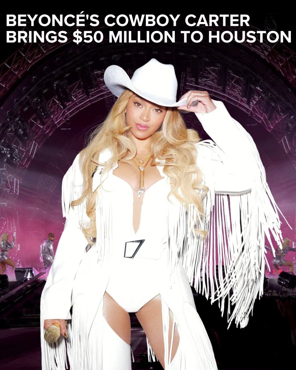 GHPartnership's tweet image. Beyoncé’s two-night Cowboy Carter Tour stop at NRG Park brought in more than $50 million in local spending.
⭐Read more: ow.ly/w4Fp50WsOs8