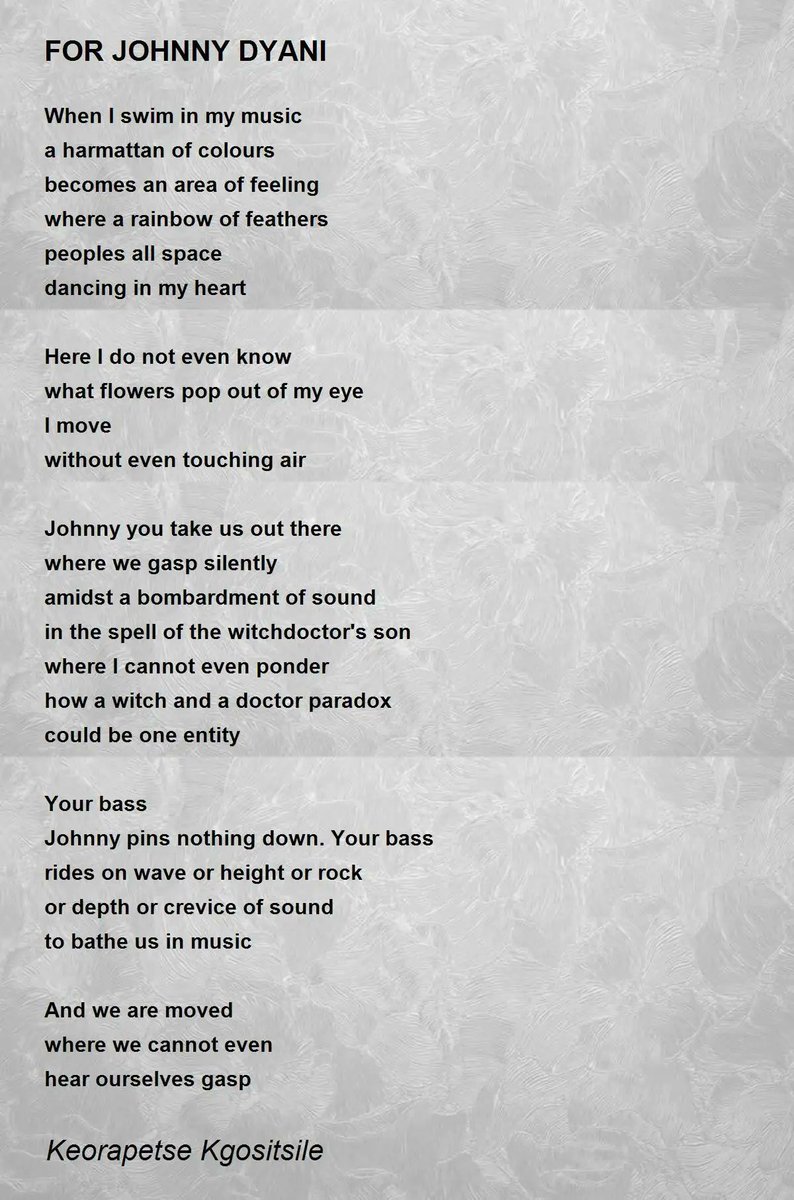 For Johnny Dyani by Keorapetse Kgositsile