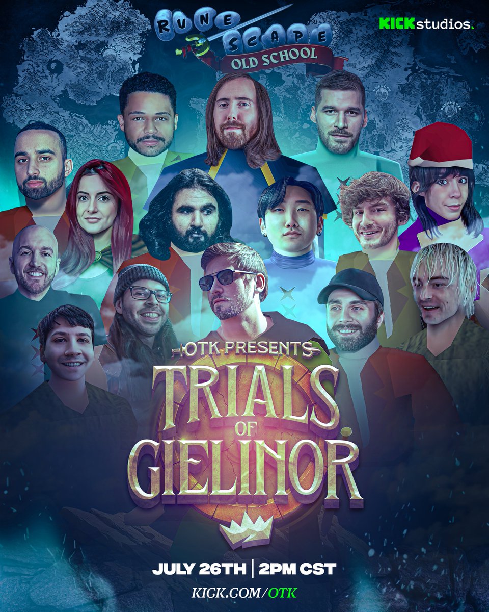 OTKnetwork's tweet image. Old School RuneScape is Back.
Quests. Chaos. IRL Challenges.
Welcome to the Trials of Gielinor.
July 26th at 2pm CST