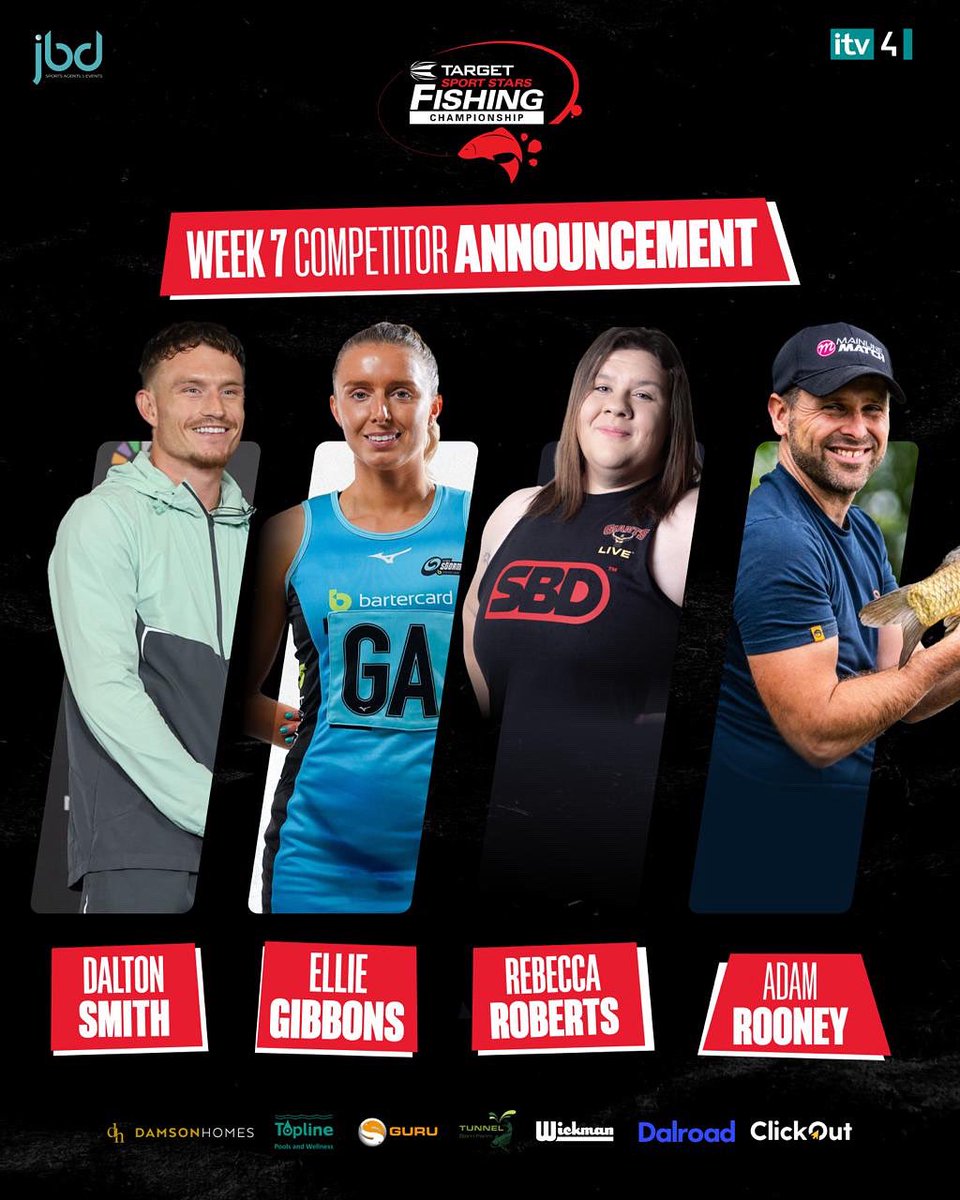 ONLY 8 DAYS TO GO!! 

Here is 4 more joining us for 2025 🔥🎣

🥊 Dalton Smith 
🏐 Ellie Gibbons
🏋️‍♀️ Rebecca Roberts
🎣 Adam Rooney

#Fishing #Fish #Championship #targetsportsstarsfishing