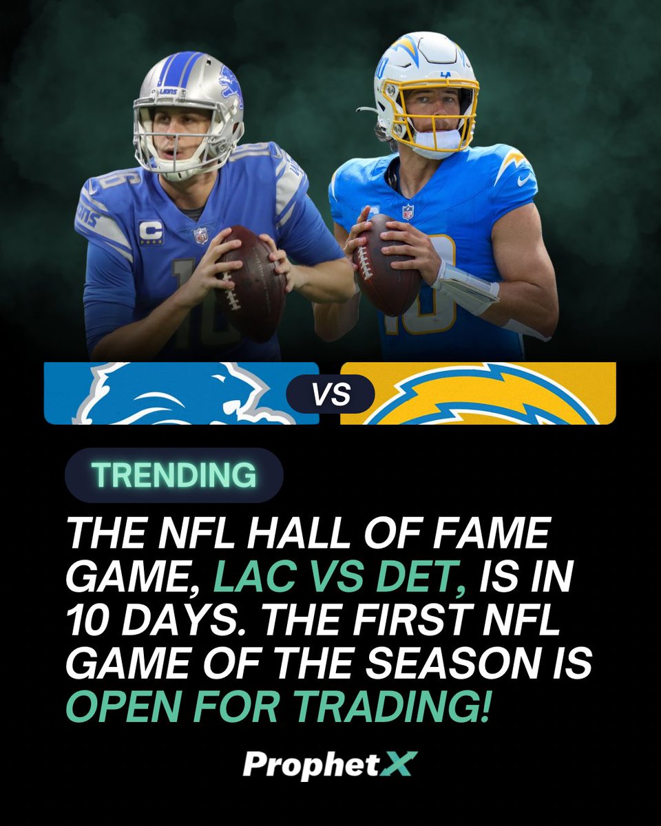 PlayProphetX's tweet image. Summer going by fast just means NFL Sundays are getting closer. 🏈
The First Game of the upcoming NFL season is officially Open For Trading! 🥳
